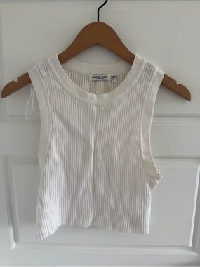 NWOT Brave Soul Cream Ribbed Sleeveless Crop Tank L
